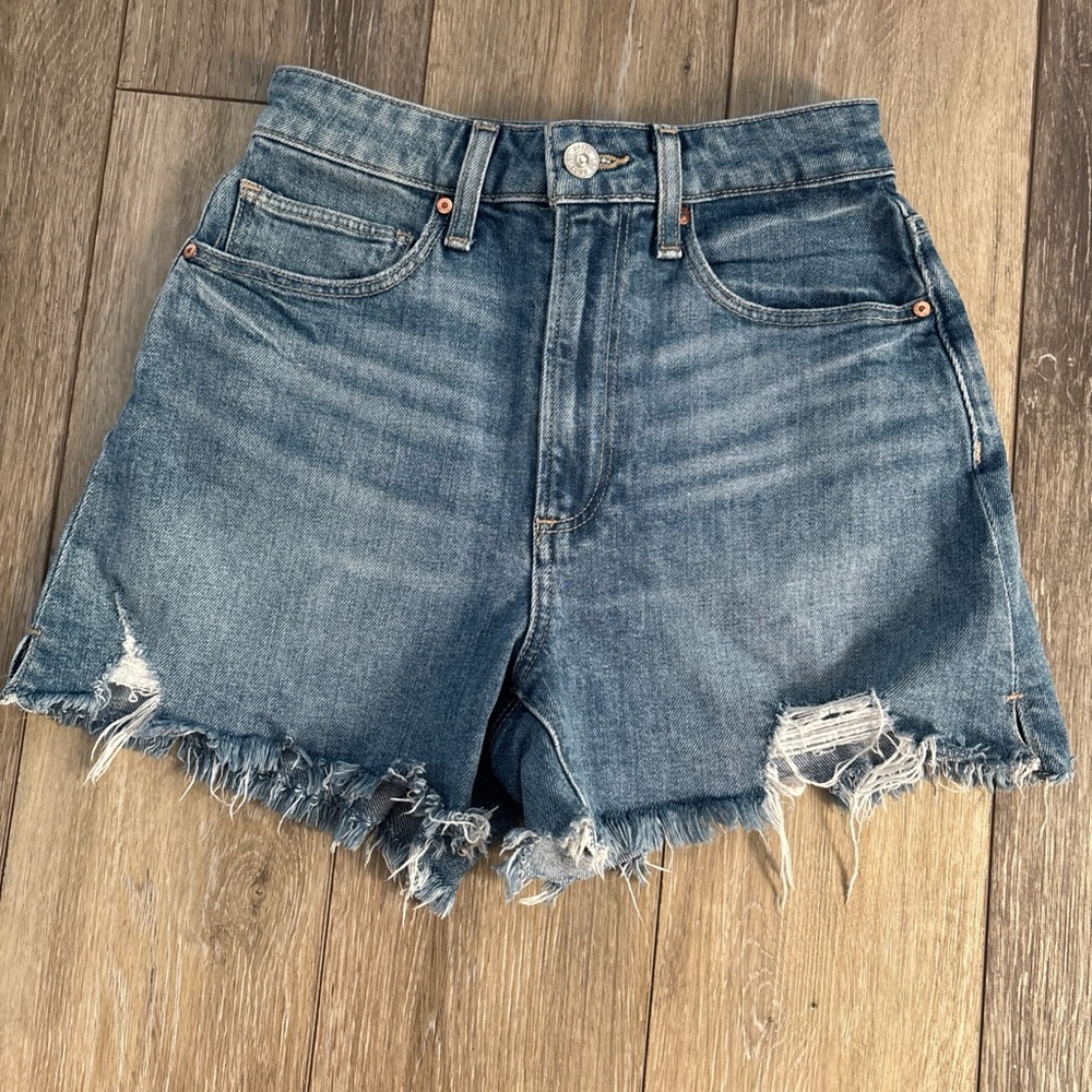 PAIGE Dani Women's High-Waist Distressed Denim Shorts Size 24 EUC